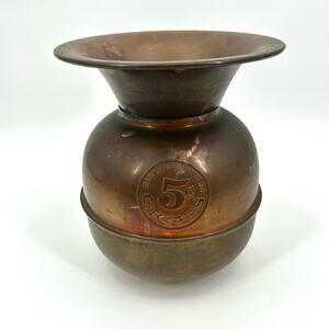 Brass Spittoon Cuspidor Tobacciana Vintage 5¢ Cigars All Famous Cigar Lounge